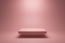 Pink Rectangle 3d Render Podium Or Empty Square Stand Isolated On A Rose Studio Background
