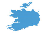 Fototapeta Mapy - An abstract representation of Ireland, vector Ireland map made using a mosaic of blue dots with shadows. Illlustration suitable for digital editing and large size prints. 
