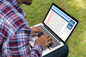 Wall Mural - calendar on computer software application for modish schedule planning for personal organizer and on