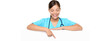 © Maridav - Doctor or Nurse Sign. Beautiful young female doctor pointing at copyspace over white background.