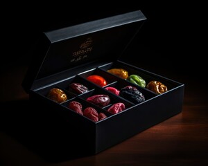 Arabian Dates in a Luxury Box, Photography Style. Generative AI