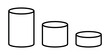 Set of black cylinder 3D shape in mathematics. Vector illustration isolated on white background.