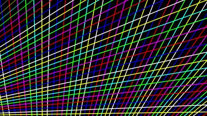 Wall Mural - Colorful grid lines motion graphics with plain black background