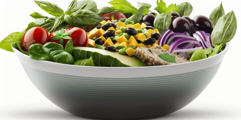 Wall Mural - salad isolated on white background, vegetables, generative ai