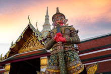 Giant Statue At Thailand Grand Palace And Wat Phra Kaew
