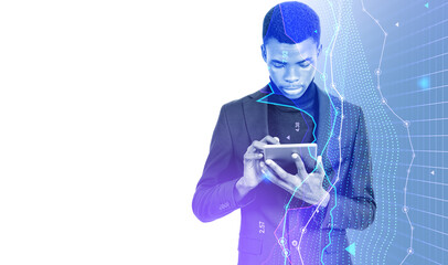 Poster - African man with tablet, forex graph