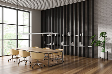 Wall Mural - White and white brick meeting room corner