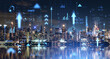 Smart city interface in night New York