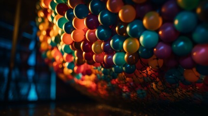 Wall Mural - Colorful Celebration: A Close-Up of Cutting-Edge Balloon Propulsion and Photography Fun with Sony A9 and Candy-Like Texture, Generative ai