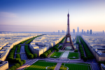 Wall Mural - Eiffel tower cityscape, Paris, France