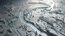 Three Dimensional Map Of A City, Aerial View, Generative Ai