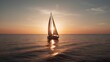  a sailboat is sailing in the ocean at sunset or sunrise or sunset on the water, with the sun reflecting off of the sailboat.  generative ai