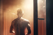 Sweating it out: A view of a naked man's back in a steamy sauna