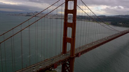 Wall Mural - Aerial video of golden gate bridge connecting San Francisco Bay and the Pacific Ocean, California