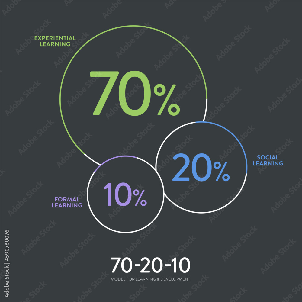 Workplace Learning Models HR learning and development 3d pie chart vector diagram is illustrated ...