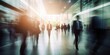 © OP38Studio - Blurred business people walking in the office corridor. blurred business people at a trade fair, generative ai