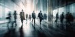 © OP38Studio - Blurred business people walking in the office corridor. blurred business people at a trade fair, generative ai