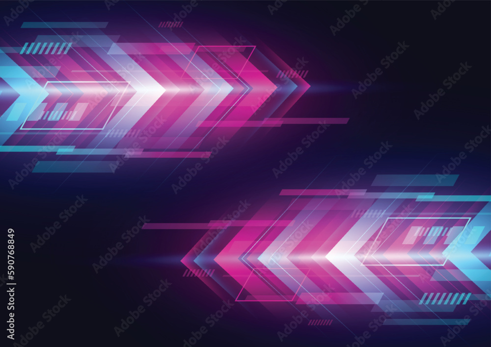 Abstract modern hight speed light arrow line technology effect on black ...