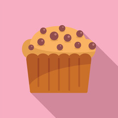 Canvas Print - Cake muffin icon flat vector. Food bread. Sweet fresh