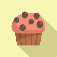 Wall Mural - Cupcake icon flat vector. Cake food. Sweet menu