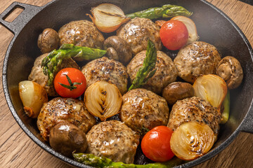 Canvas Print - ハンバーグ、ミートボール　Homemade hamburger steak 