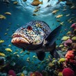 grouper under the sea in the caribbean with crystal clear waters generative ai