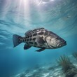 grouper under the sea in the caribbean with crystal clear waters