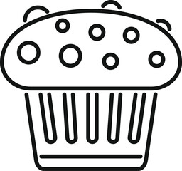 Wall Mural - Sugar muffin icon outline vector. Cake food. Sweet bakery