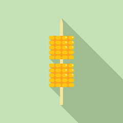 Wall Mural - Corn bbq stick icon flat vector. Grill food. Cook roast