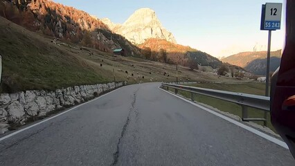 Poster - Motorcycle ride in the Dolomites during autumn