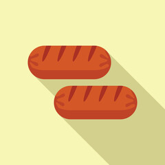 Sticker - Grilled sausage icon flat vector. Bbq meat. Dinner beef