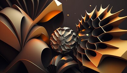 Wall Mural - 3D abstract realistic background with different shapes and colors. Generative ai. Business wallpaper.
