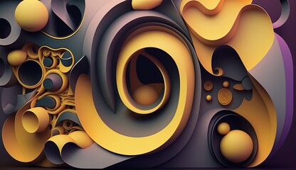 Wall Mural - 3D abstract realistic background with different shapes and colors. Generative ai. Business wallpaper.

