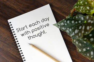 Wall Mural - Note pad with text - start each day with positive thought
