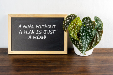 Wall Mural - Mini chalkboard with text - A goal without a plan is just a wish.