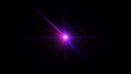 Wall Mural - loop center gold pink red blue star optical flare rays on black abstract background for screen proje