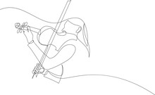 Violinist One Continuous Line Art Drawing Vector Illustration. Girl Playing Violin Isolated On White Background.