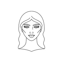 Poster - Face of the young woman. Vector illustration on white background.Line art style.Sketchy stylized design. 