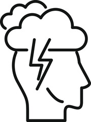 Wall Mural - Thunderstorm brain icon outline vector. Drug illness. Pill treatment