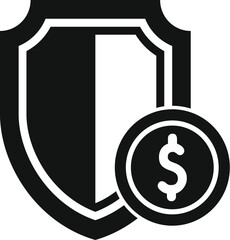 Poster - Money shield icon simple vector. Bank finance. Coin reserve