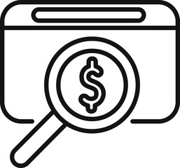 Sticker - Online money search icon outline vector. Bank finance. Deposit reserve