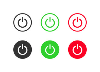 Poster - Power icon set. on off icon. set of power buttons, switch on and turn off icons. press start button sign. vector illustration