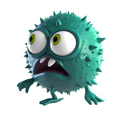 3D of Cartoon Virus Bacteria Characters on a Transparent Background