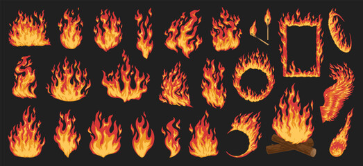 Wall Mural - fire torch colorful set emblems