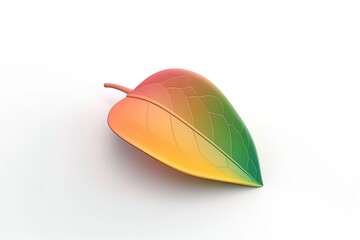 Wall Mural - Minimalistic plant leaf 3d icon on isolated backgroud. Organic floral fresh leaf colorful render.