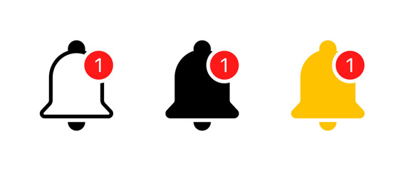Poster - Notification bell icon set. Alarm symbol. New incoming message icon with notifications. Inbox logo sign, Application alert in flat style .Vector illustration