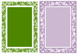 Set of rectangular frame with patterns of vine, ripe grape and leaves. Seamless pattern, isolated and ornament on colored background. A4 aspect ratio. Vector illustration