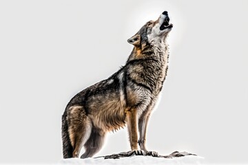 Sticker - majestic wolf standing on a snowy landscape. Generative AI