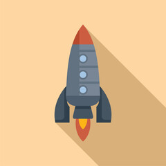 Sticker - Rocket space icon flat vector. Spaceship launch. Smoke idea