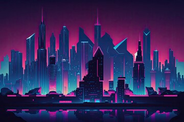 Wall Mural - bustling city skyline with skyscrapers and high-rise buildings. Generative AI